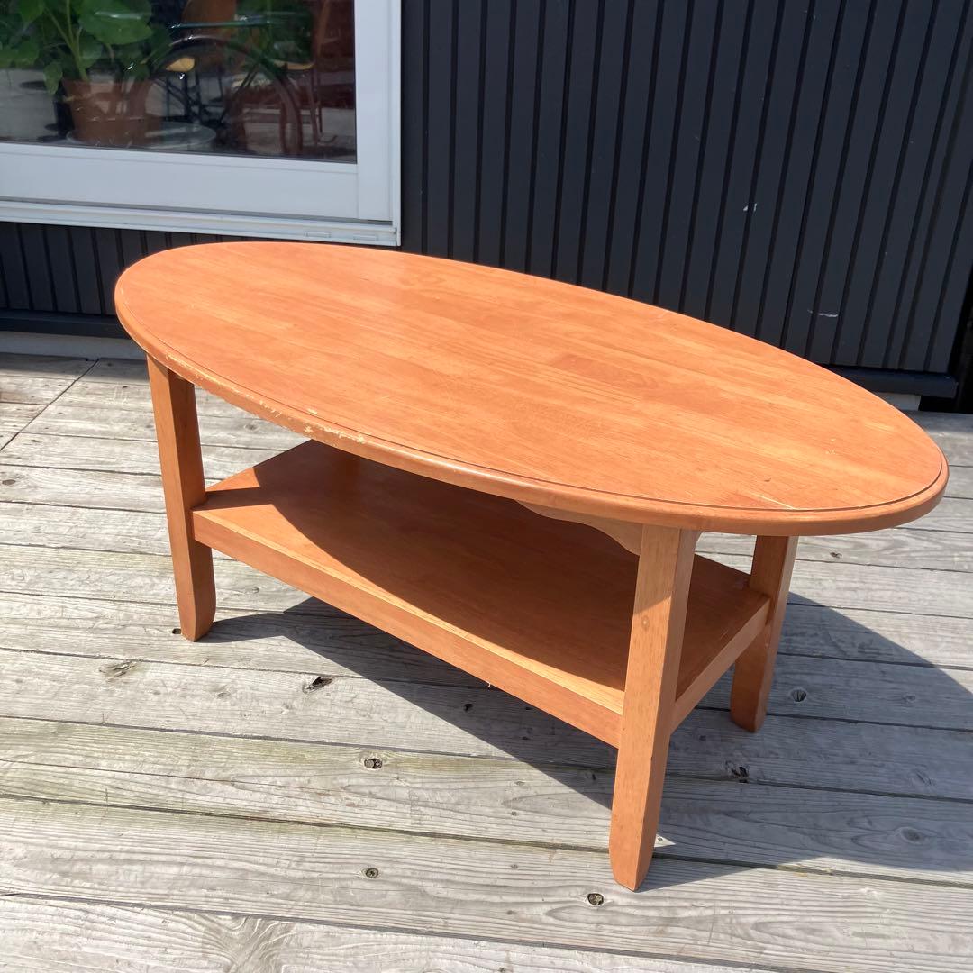 北欧レトロ ヤマシロ ラバーウッド 木製 オーバル コーヒーテーブル センター