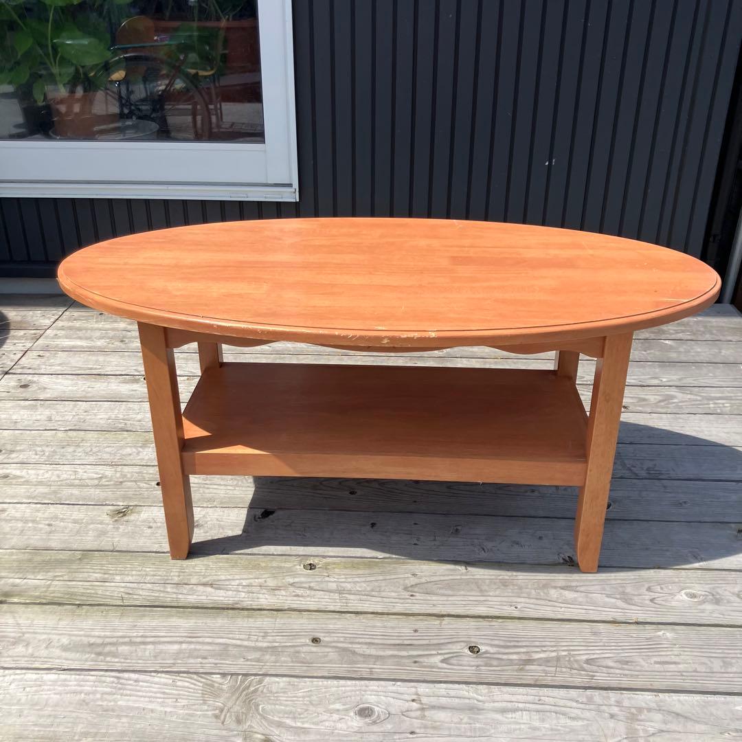 北欧レトロ ヤマシロ ラバーウッド 木製 オーバル コーヒーテーブル センター
