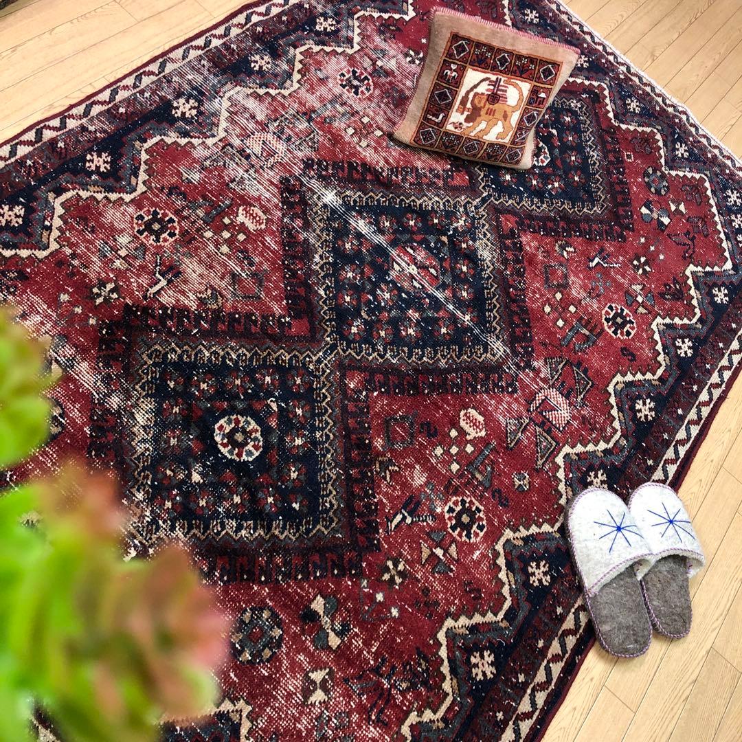 ペルシャ絨毯 ヴィンテージラグ 222×149cm 手織り オールドpersia