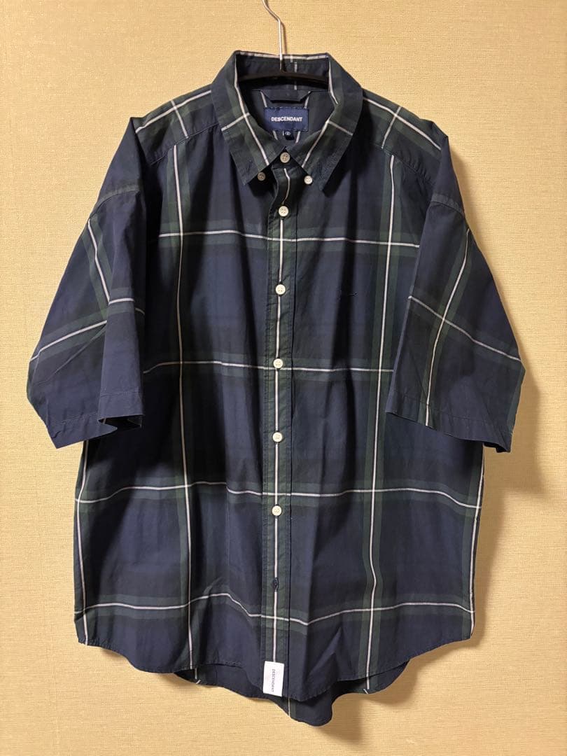 DESCENDANT チェック柄 半袖シャツ ネイビー