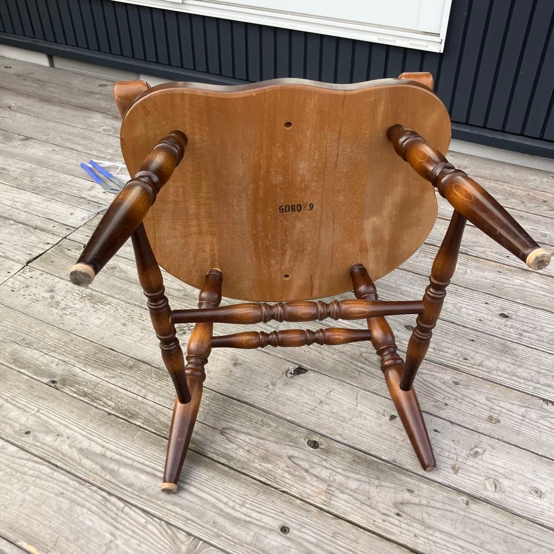 ③ ヴィンテージ 飛騨産業 キツツキ 木製椅子 ウインザーチェア アームチェア