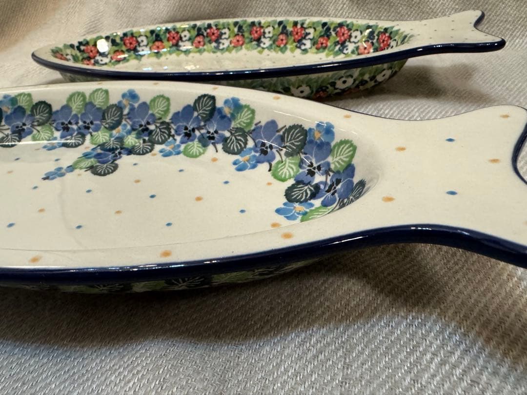 ポーリッシュポタリーお魚プレート2枚セット