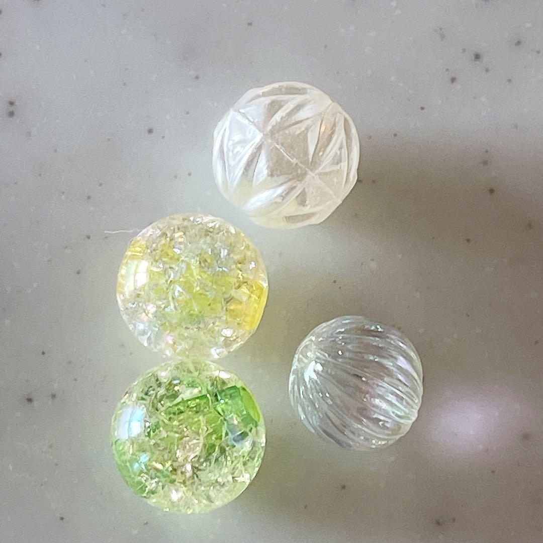 イエローグリーン系♪お花の国産転写ビーズとマットかぼちゃのカスタムボールペン❤