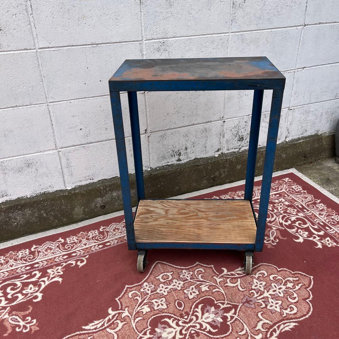 インダストリアル工業系◼︎鉄アイアン製 キャスター付き 作業台 ワークテーブル