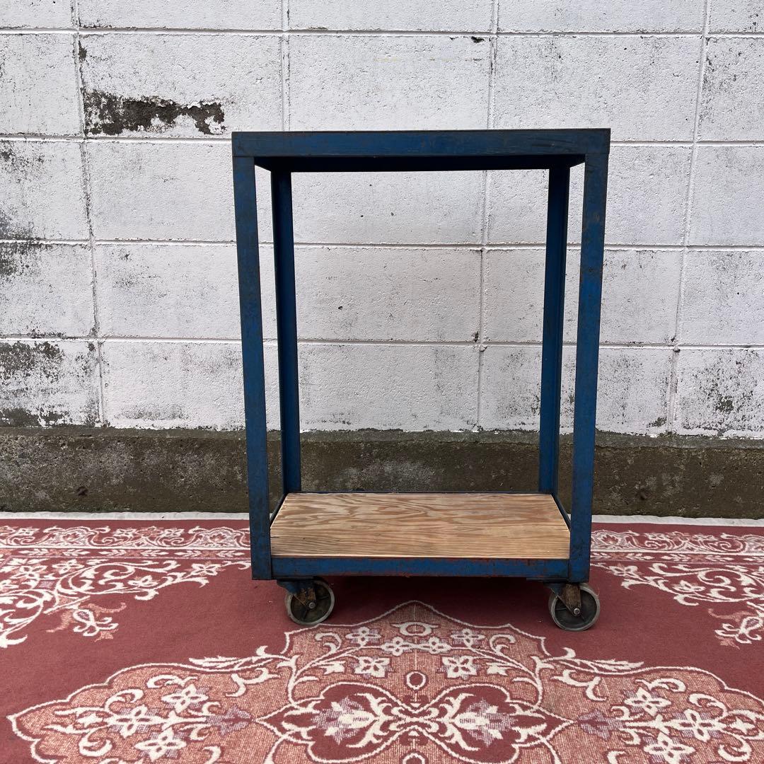 インダストリアル工業系◼︎鉄アイアン製 キャスター付き 作業台 ワークテーブル