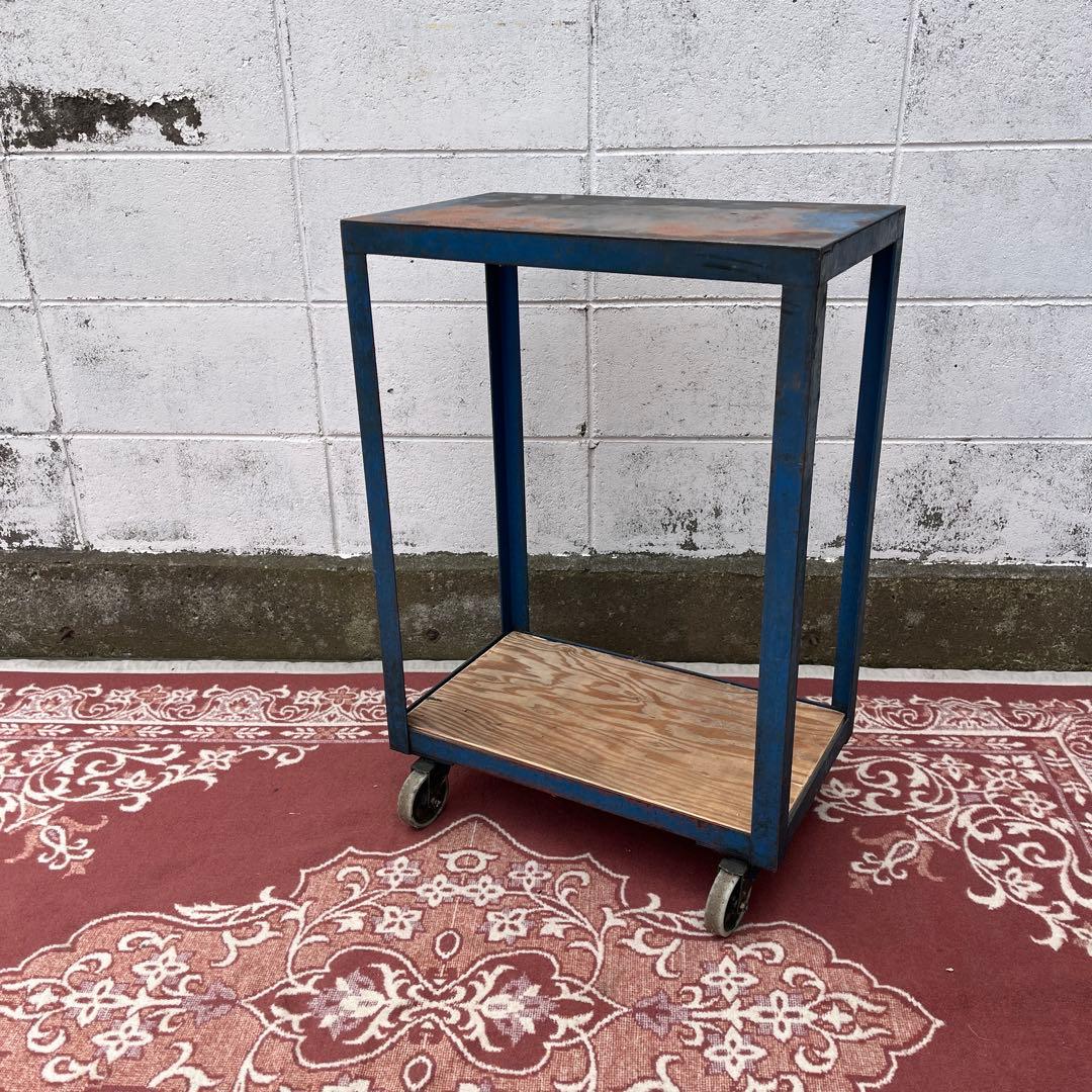 インダストリアル工業系◼︎鉄アイアン製 キャスター付き 作業台 ワークテーブル