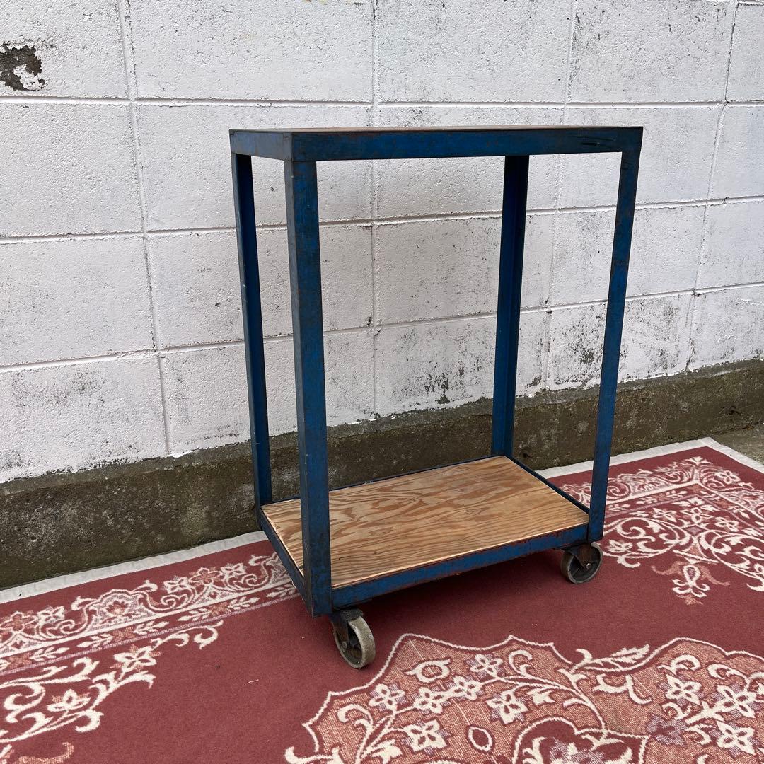 インダストリアル工業系◼︎鉄アイアン製 キャスター付き 作業台 ワークテーブル
