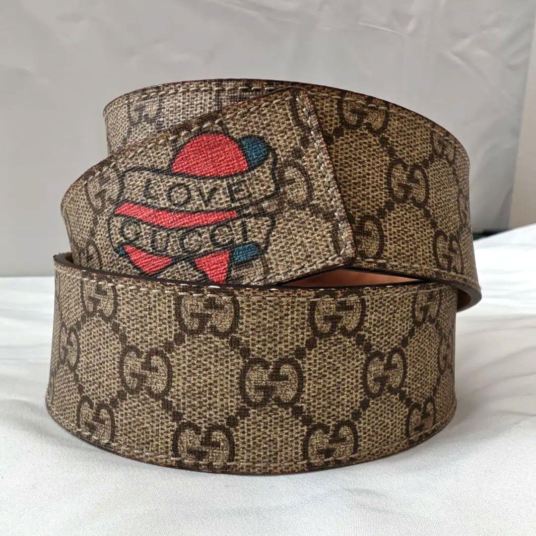 グッチ　ハートベルト　GGスプリーム　シルバー　キャンバス
