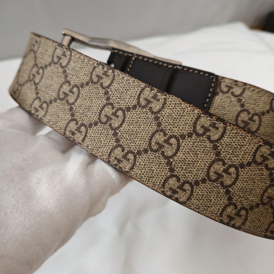 グッチ　ハートベルト　GGスプリーム　シルバー　キャンバス