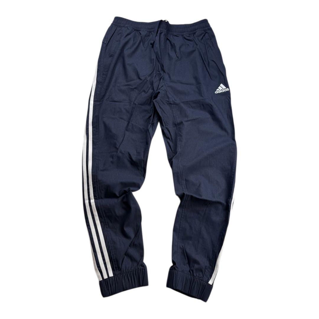 E2新品 XL アディダス adidas デニム風ウーブンセットアップ 上下 紺