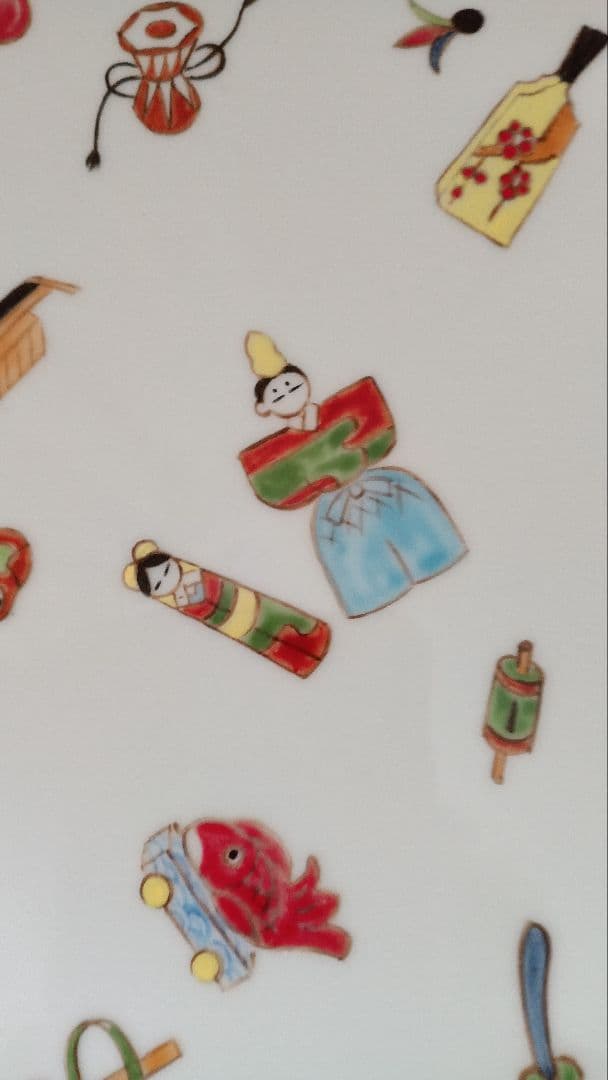 立雛　郷土玩具　おもちゃ尽くし　角皿　絵皿　雛飾りに