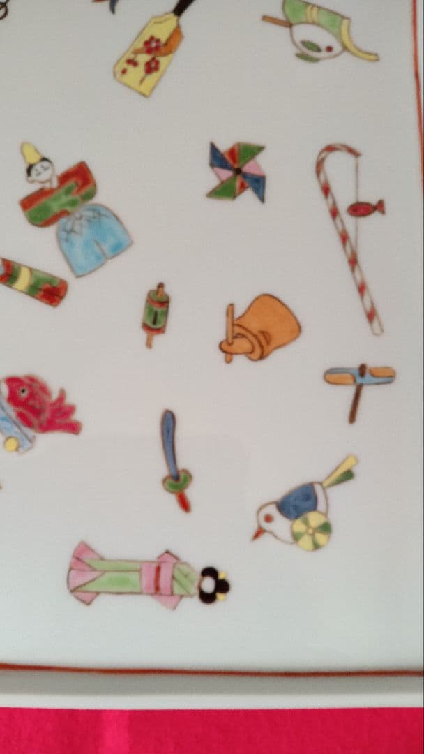 立雛　郷土玩具　おもちゃ尽くし　角皿　絵皿　雛飾りに