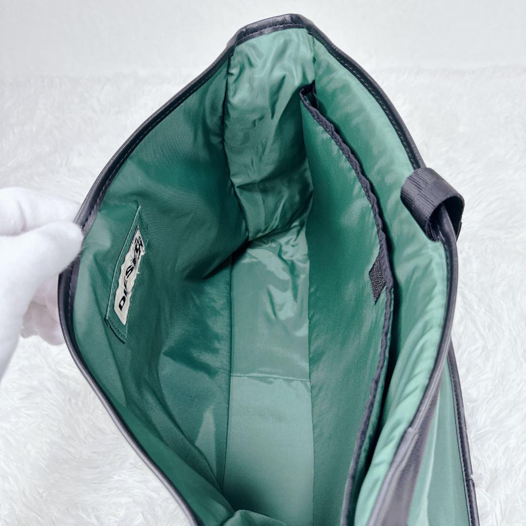 【未使用級】DIESELディーゼル 黒　メッセンジャー レザー　ナイロン　A4