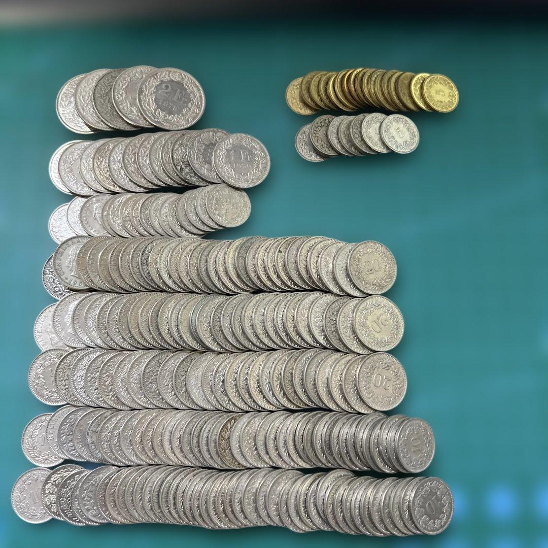 スイス古銭まとめ 219枚 外国 まとめ売り コレクション・学習教材用