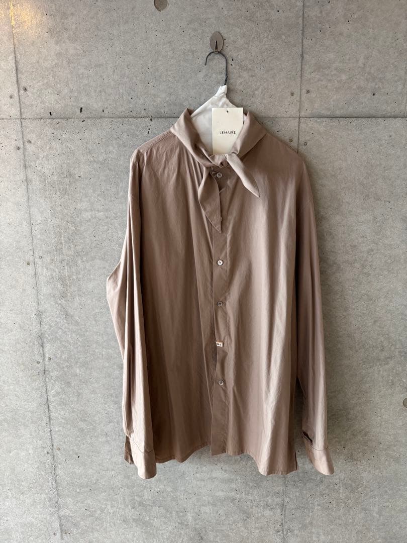 LEMAIRE ルメール TIE NECK SHIRT 48 GREIGE