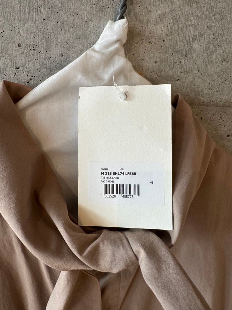LEMAIRE ルメール TIE NECK SHIRT 48 GREIGE