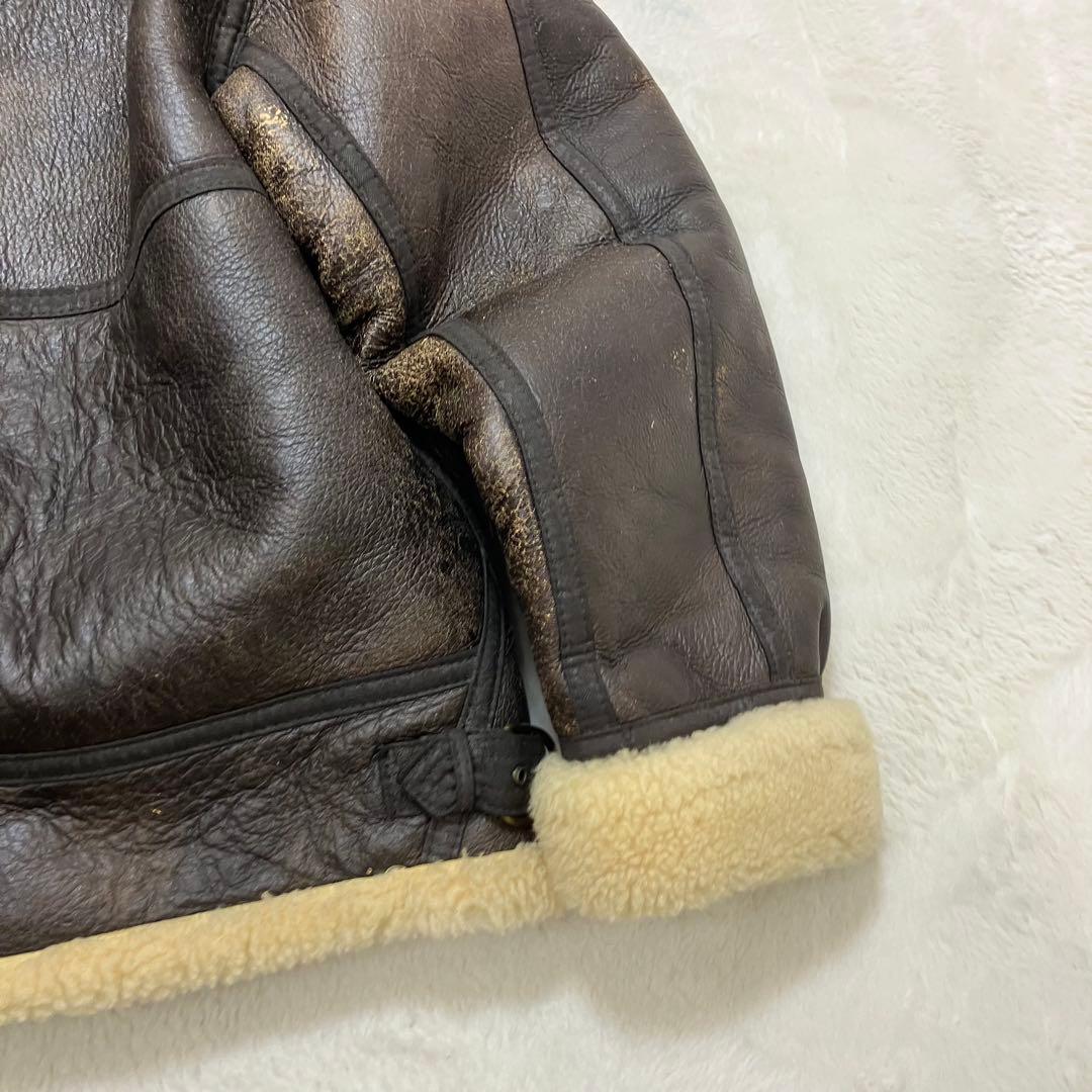 XL✨本革 羊革 レザー B-3 ムートン フライトジャケット ボア 肉厚
