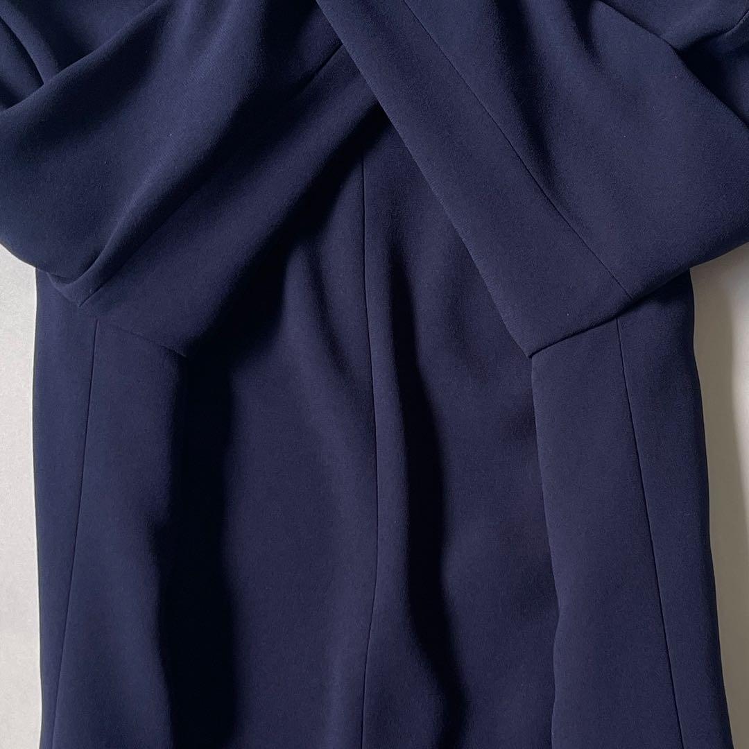 グリーンレーベルリラクシング セットアップ パンツスーツ ノーカラー S 紺色