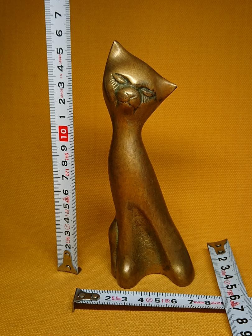 ビンテージ　猫　銅製　ブロンズ像　置物　インテリア　工芸品　美術品　A3264