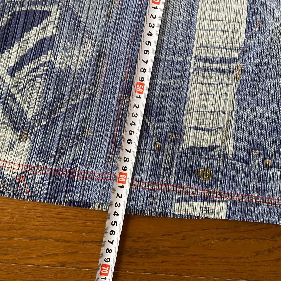 プリーツプリーズイッセイミヤケ　厚地デニム柄スカート 稀少！！！
