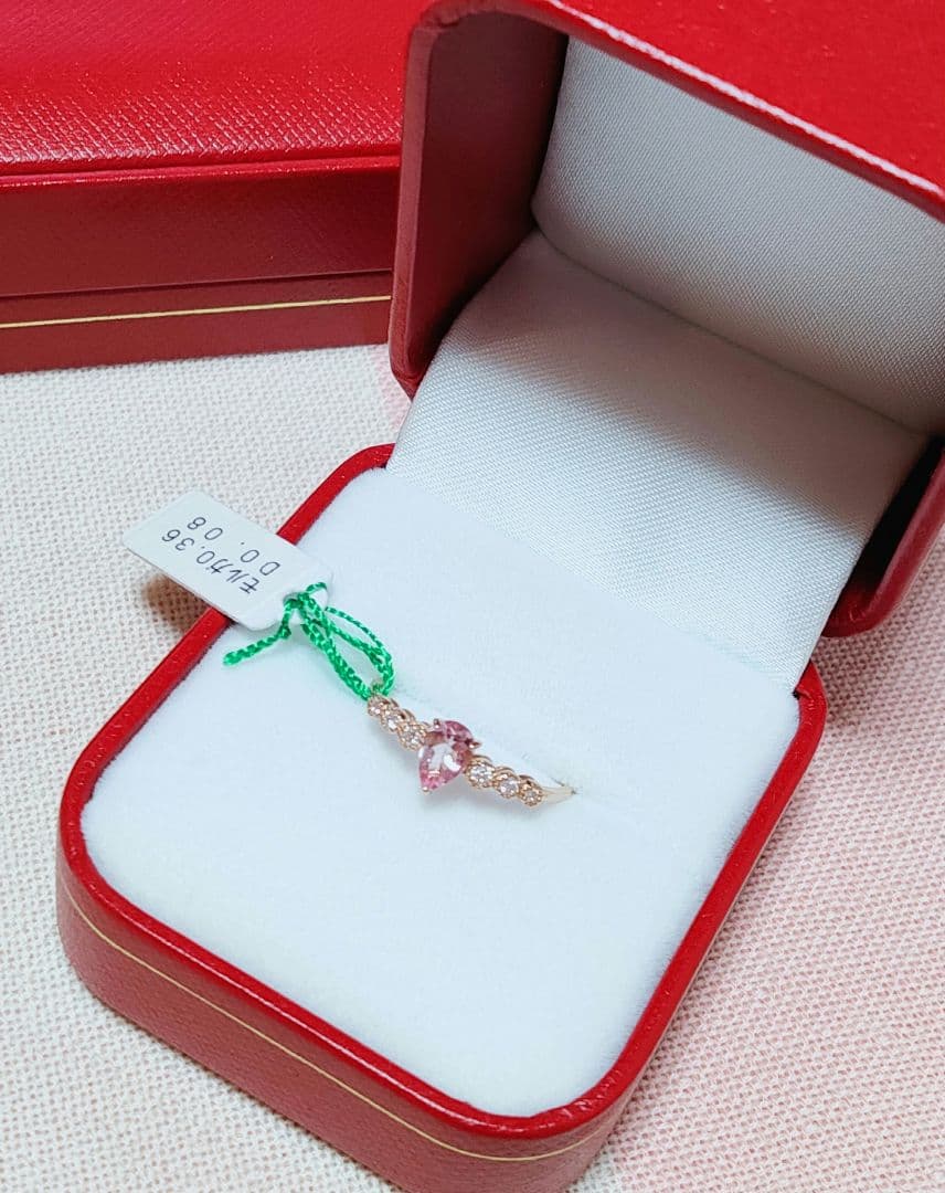 新作 未使用品 k18 天然モルガナイト ダイヤモンド リング