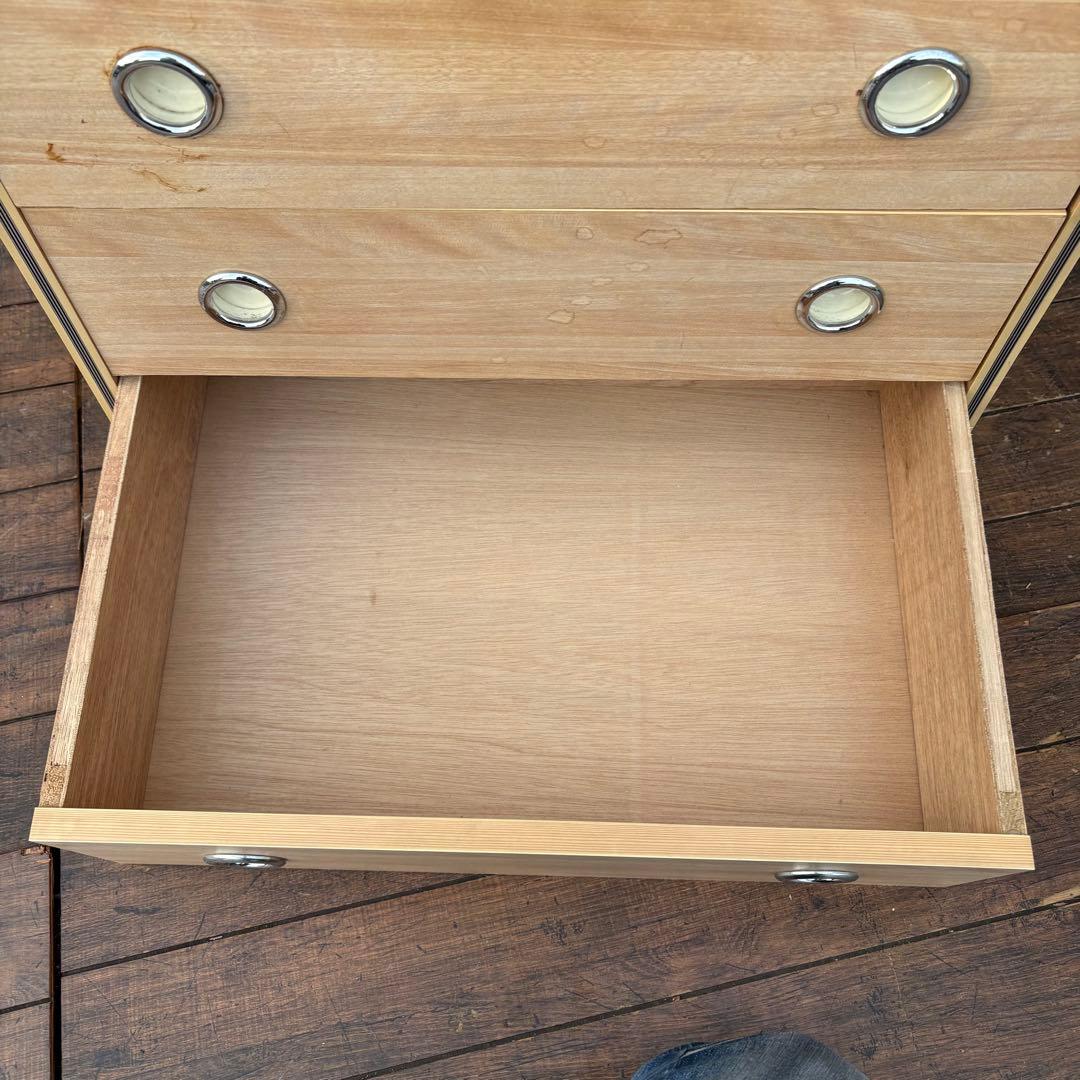 昭和レトロ レトロポップ 木製チェスト 丸金具 3段 古家具 古道具 ビンテージ