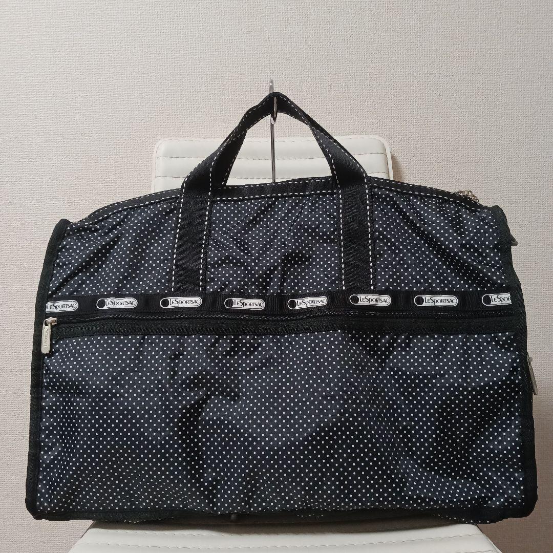 2599　レスポートサック　ボストンバッグ　黒　ドット　50cm