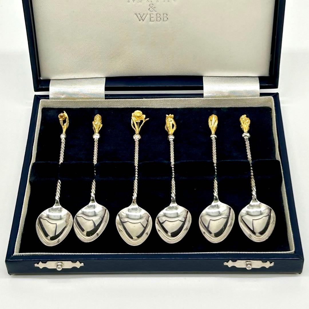 【希少】英国マッピン&ウェッブ　花モチーフ　スプーンセット