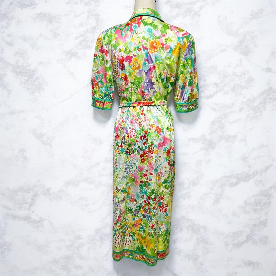 LEONARD 花柄 コットン ワンピース L 手洗い可