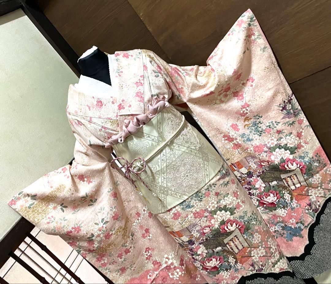 振袖 フルセット6点サイズM 絞り　御所車花文　暈し染め　金彩　正絹