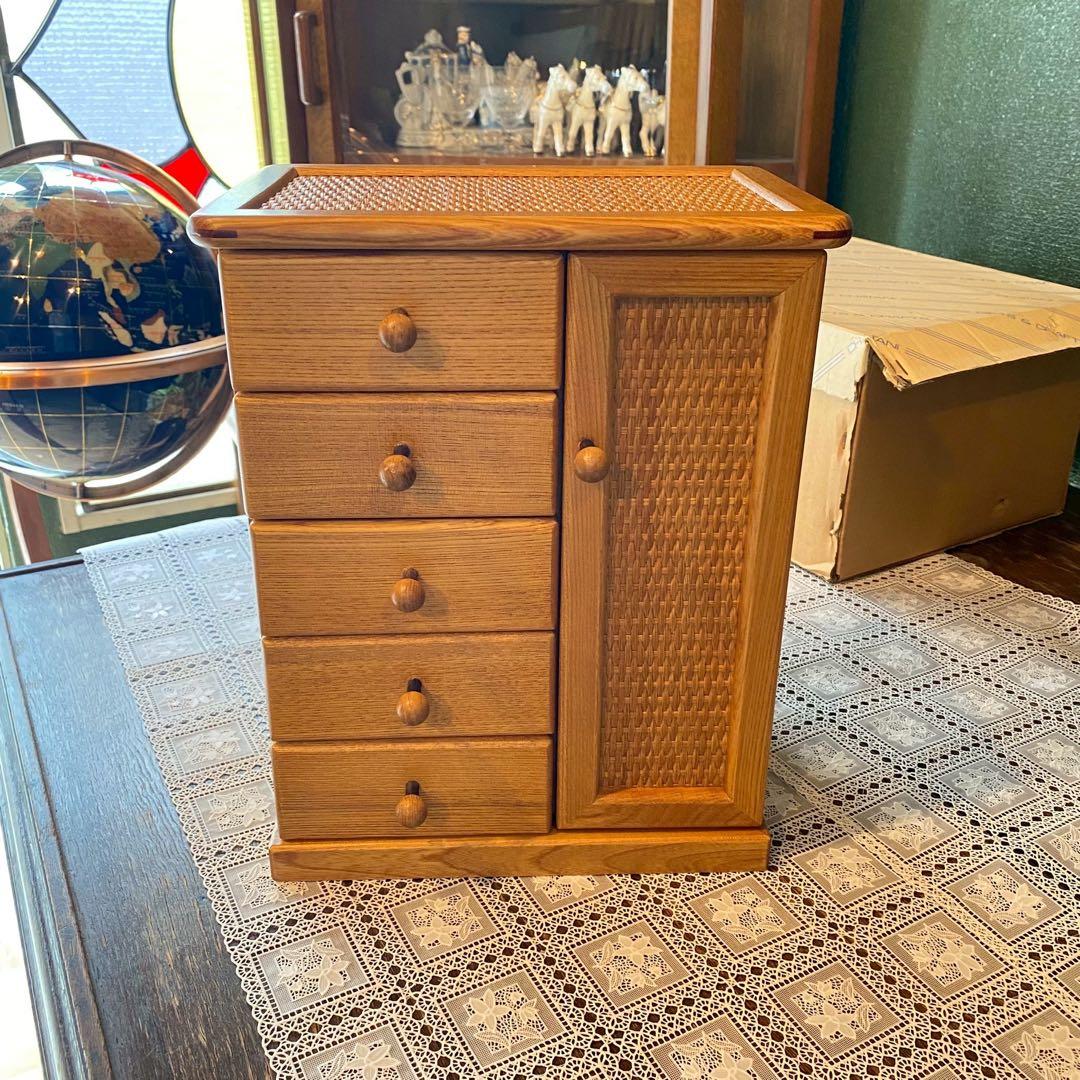 未使用 ジュエリーケース 籐 ラタン インテリア アンティーク 小物入れ