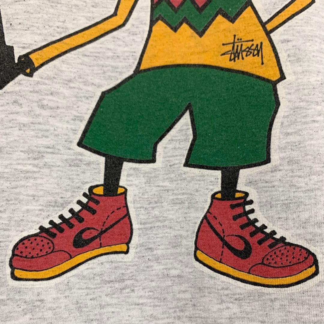 80s 後期 STUSSY 黒タグ USA製 ラスタ シャドーマン NIKE M