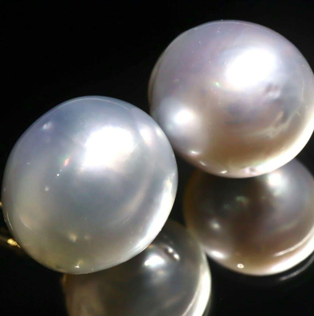 南洋白蝶真珠ピアス　大玉　K18