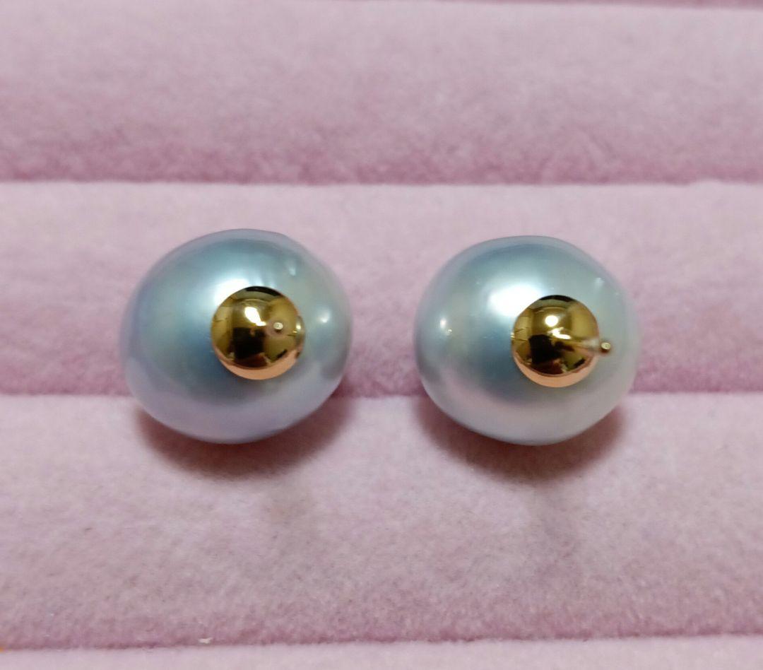 南洋白蝶真珠ピアス　大玉　K18