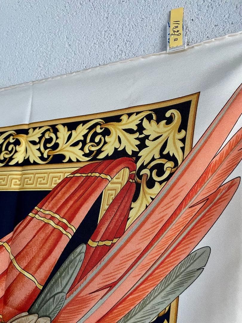 美品 フェラガモ シルク スカーフ イタリア製 ヴィンテージ 鳥 オウム柄 大判
