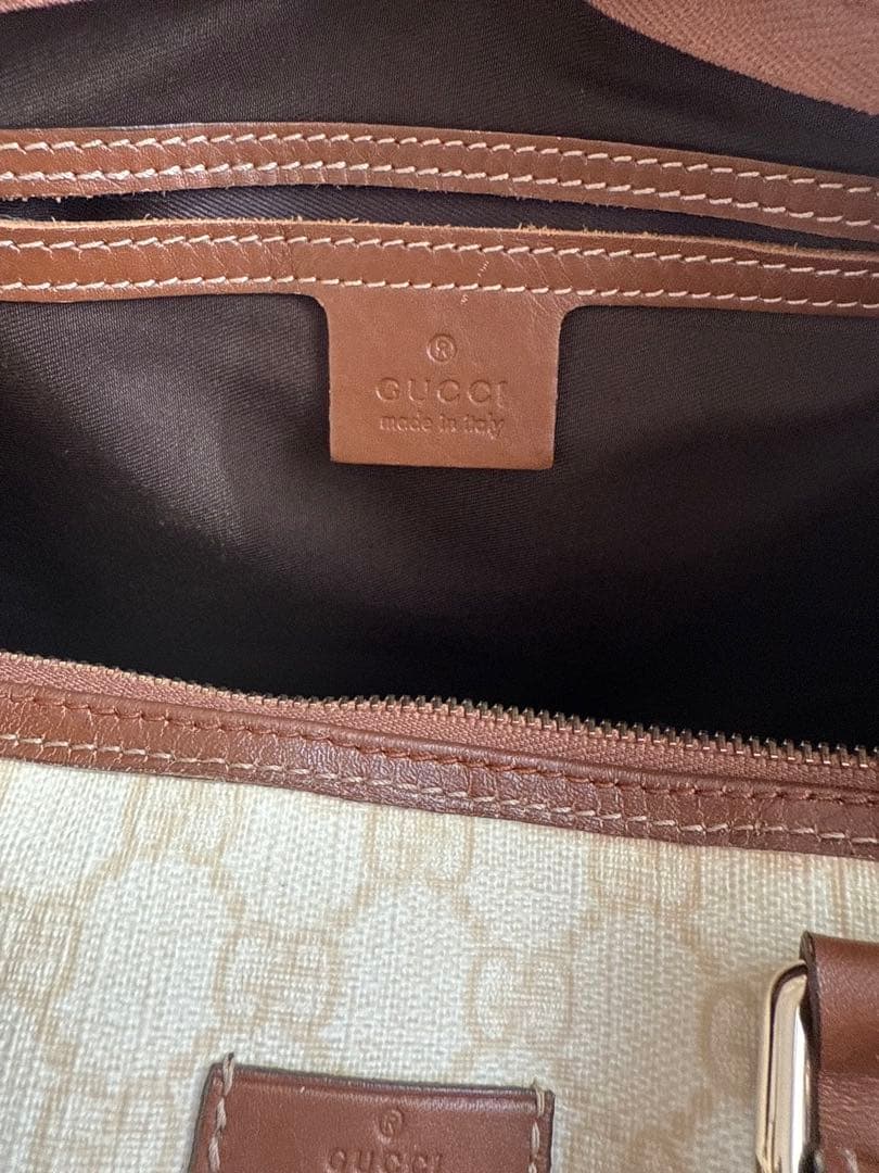 美品　グッチ GGスプリーム ボストンバッグ アイボリー