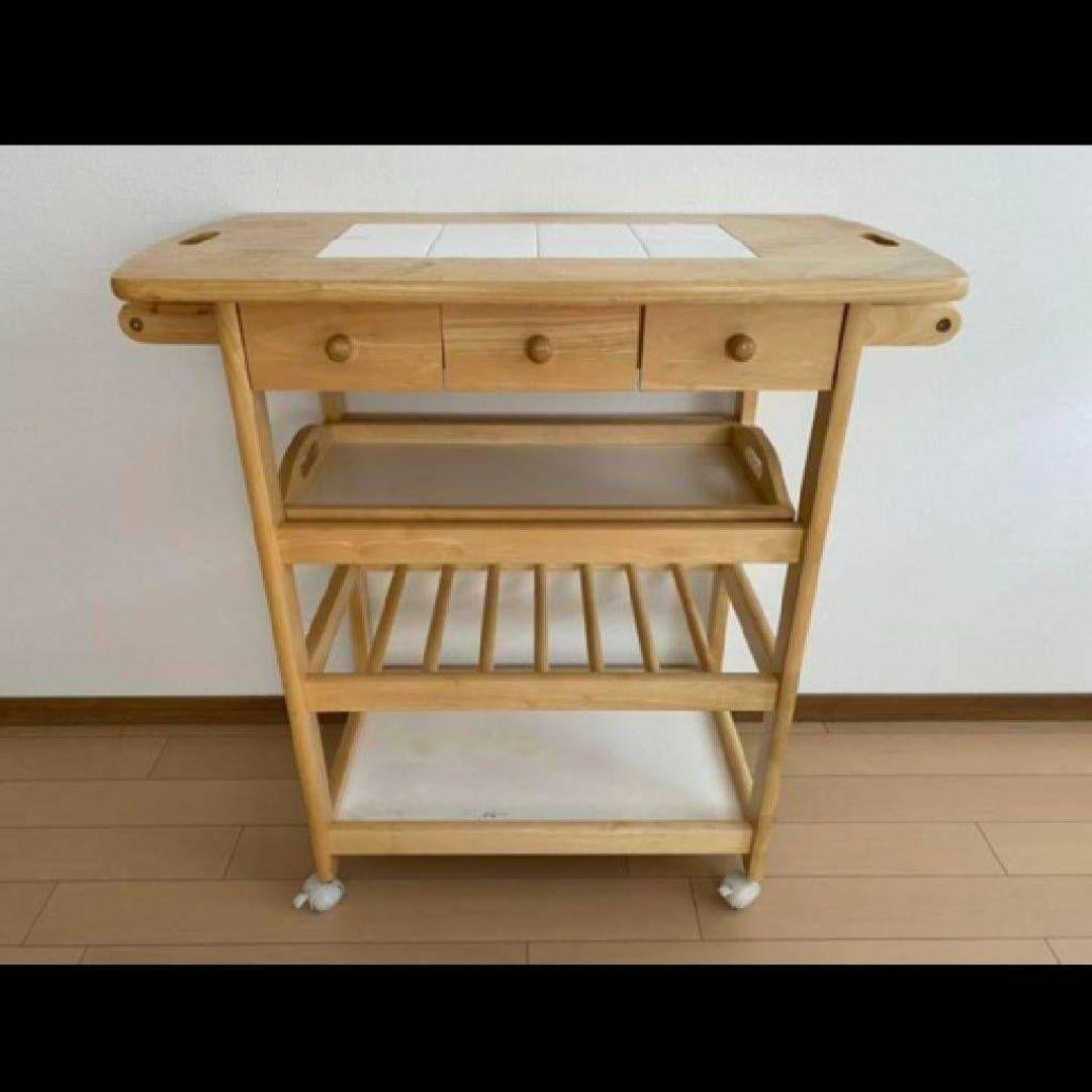 るりあるりあ✩ ニトリ 木製 キッチンワゴン 4段 キャスター付き