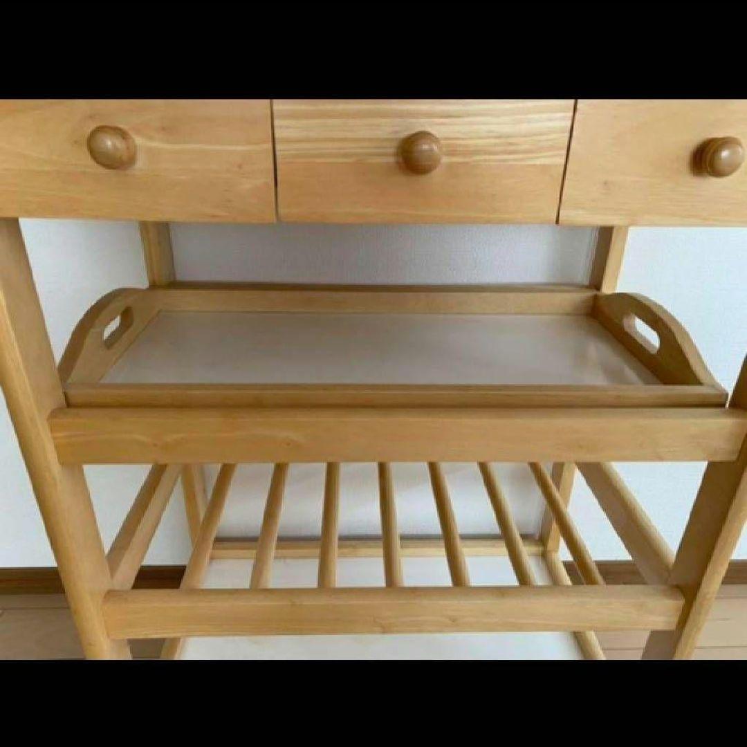 るりあるりあ✩ ニトリ 木製 キッチンワゴン 4段 キャスター付き