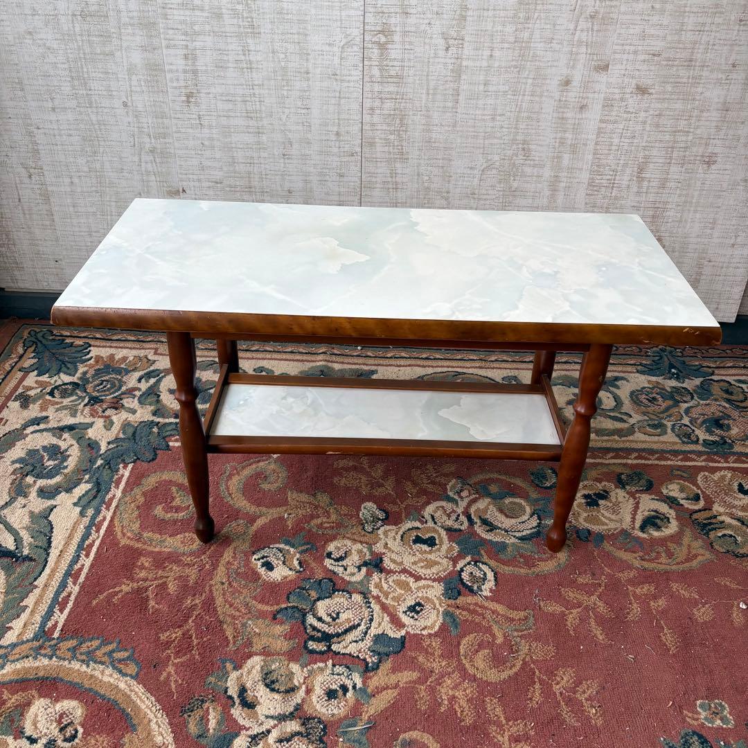 昭和レトロ ミッドセンチュリー 大理石柄 木製センターテーブル コーヒーテーブル
