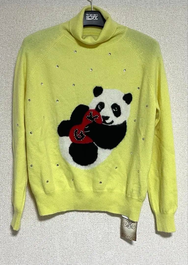 新品伊太利屋パンダちゃんジュエルキラキラ大きいサイズ13号カシミヤ74,800円