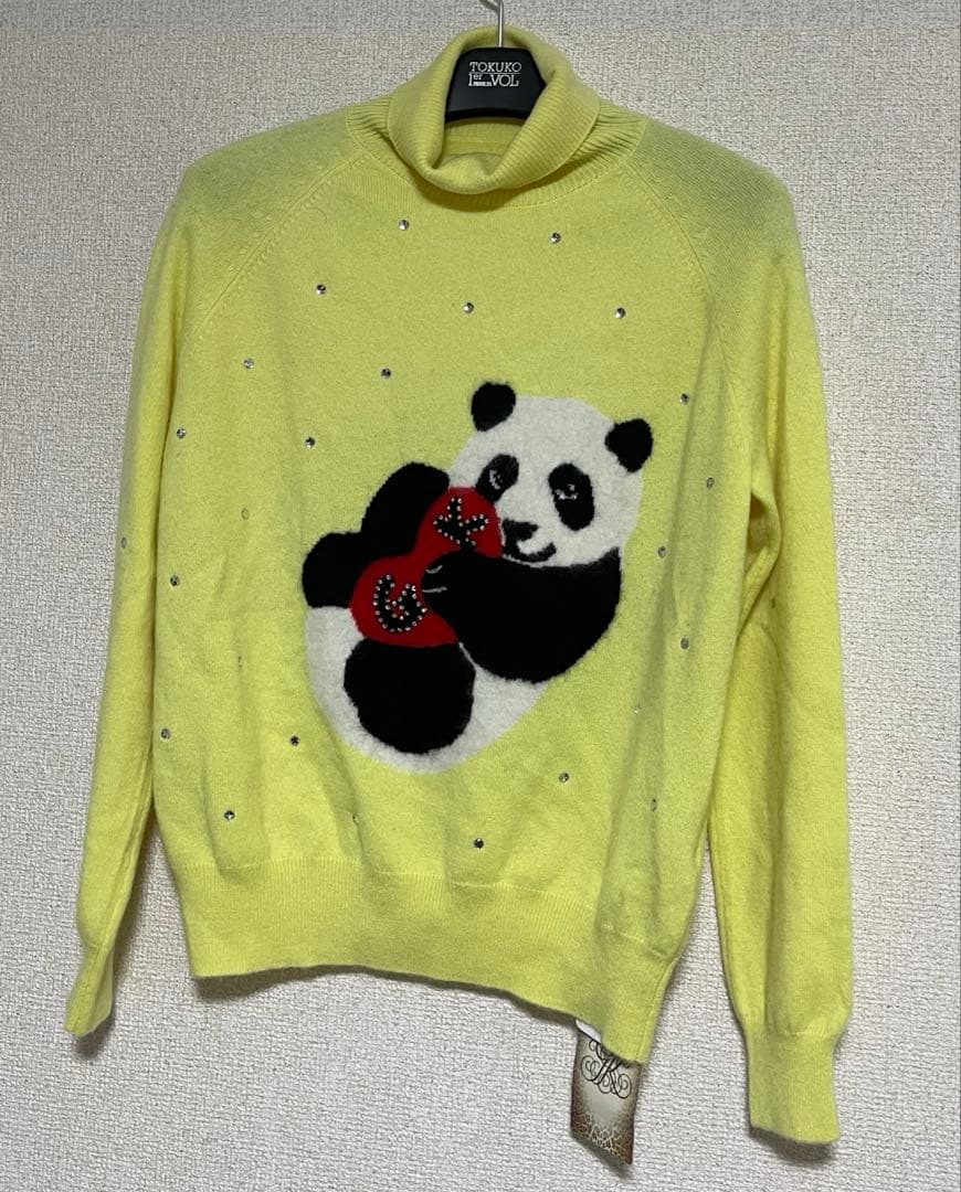 新品伊太利屋パンダちゃんジュエルキラキラ大きいサイズ13号カシミヤ74,800円