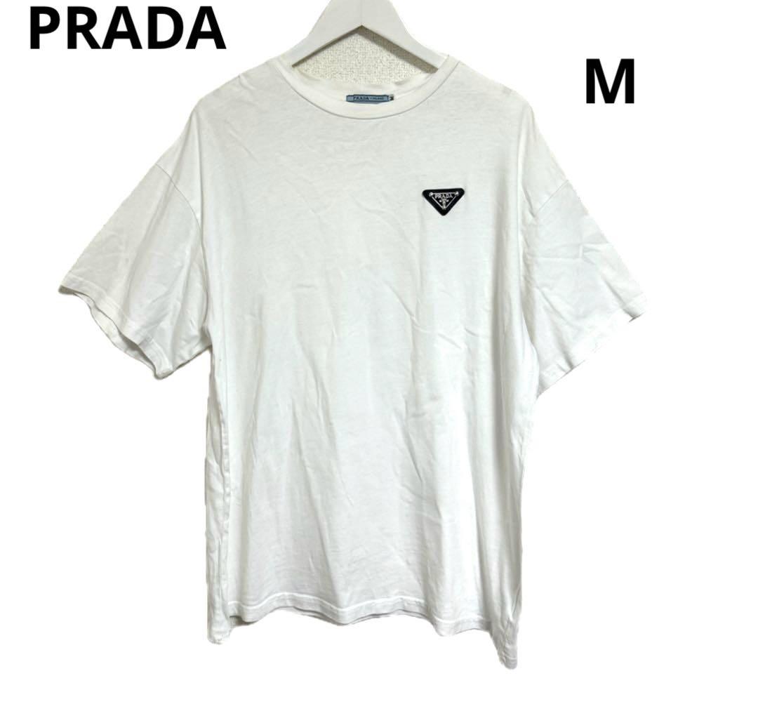 プラダ ホワイト Tシャツ ロゴ付き 半袖