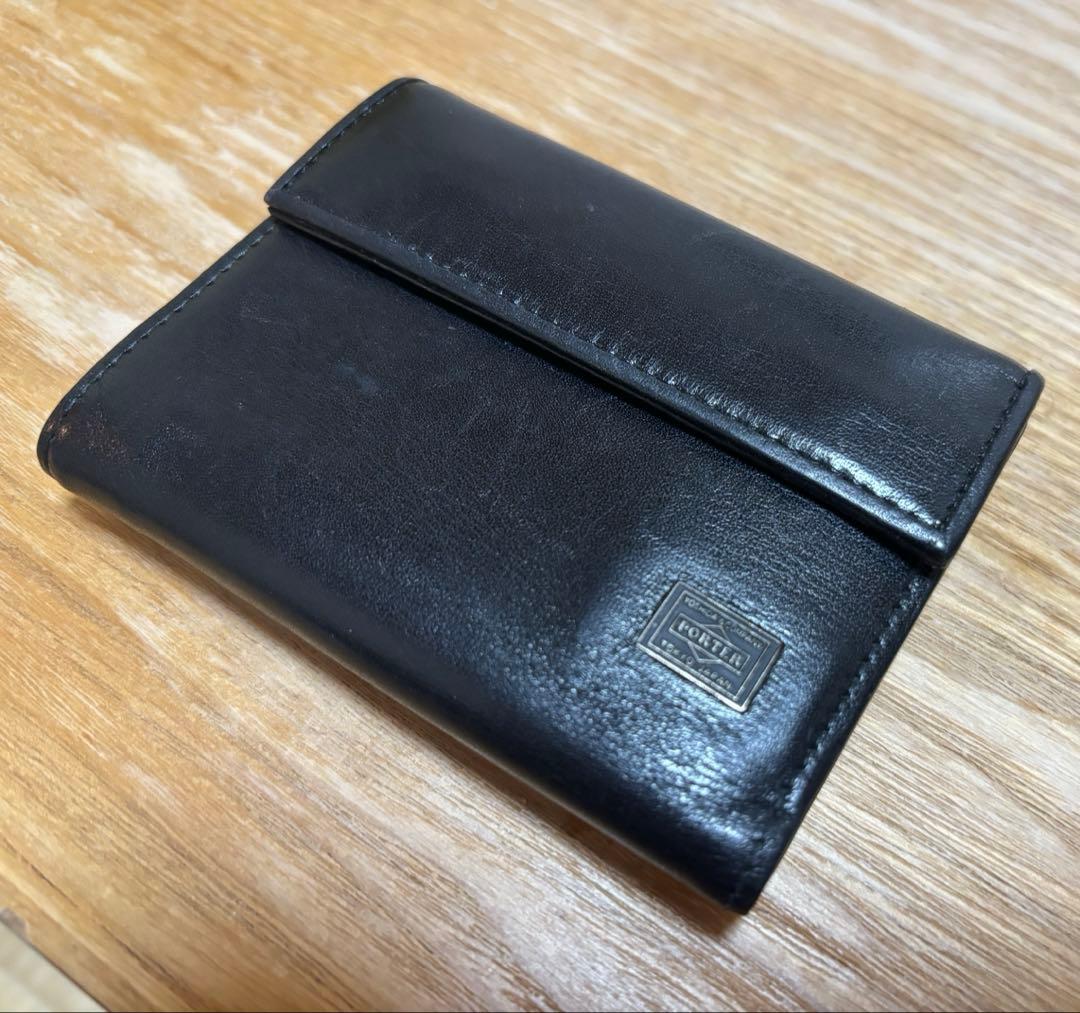 【〜12/16限定価格】 【美品】PORTER 三つ折り財布 レザー　黒