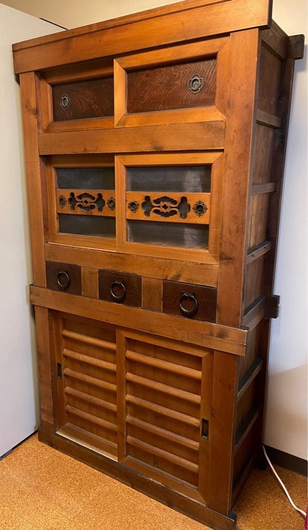 和箪笥　水屋　アンティーク　食器棚　（発送手配の期日有り〜9/21）