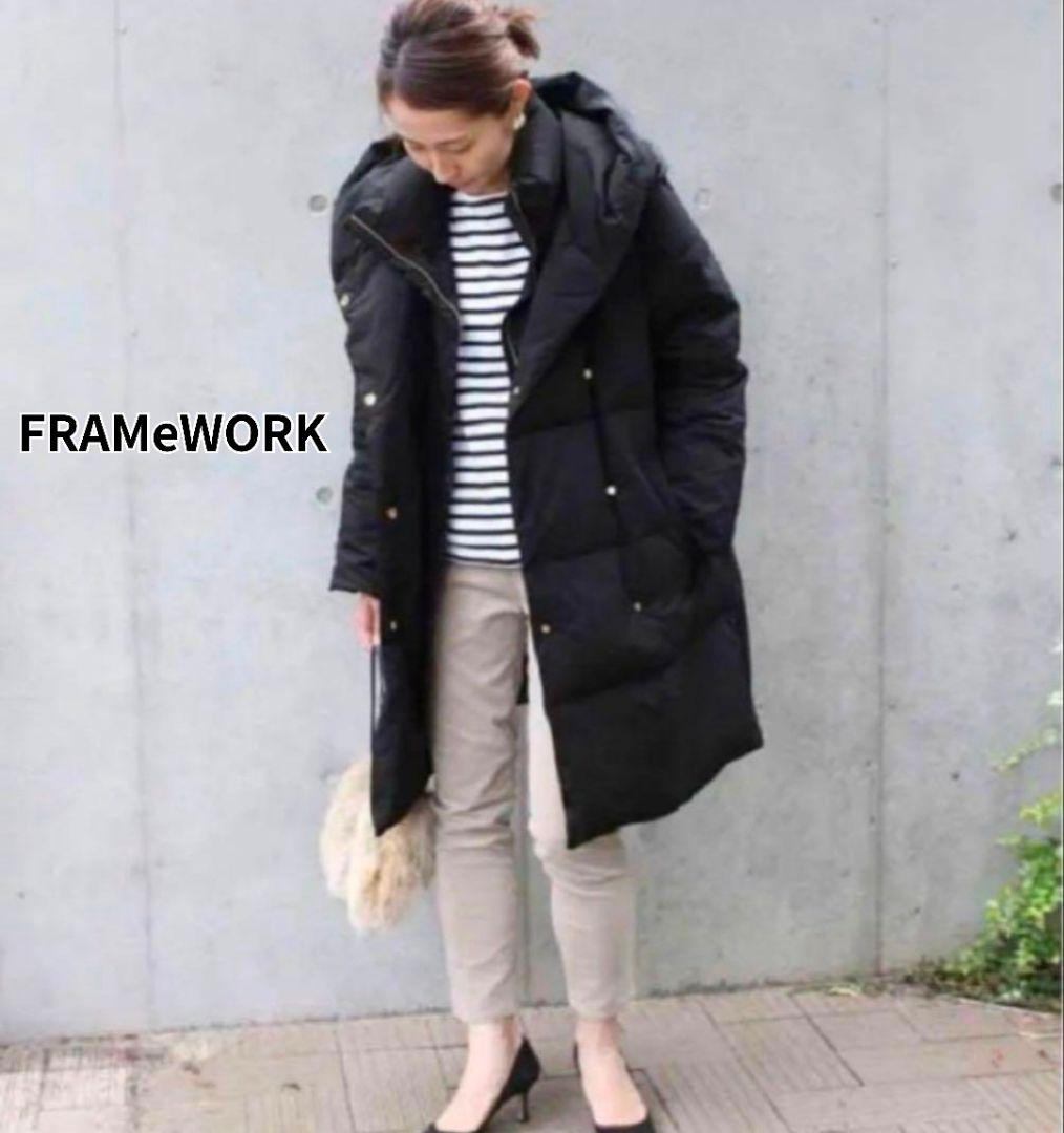 【FRAMeWORK】ダウンコート☆2way☆ブラック☆金ボタン☆36
