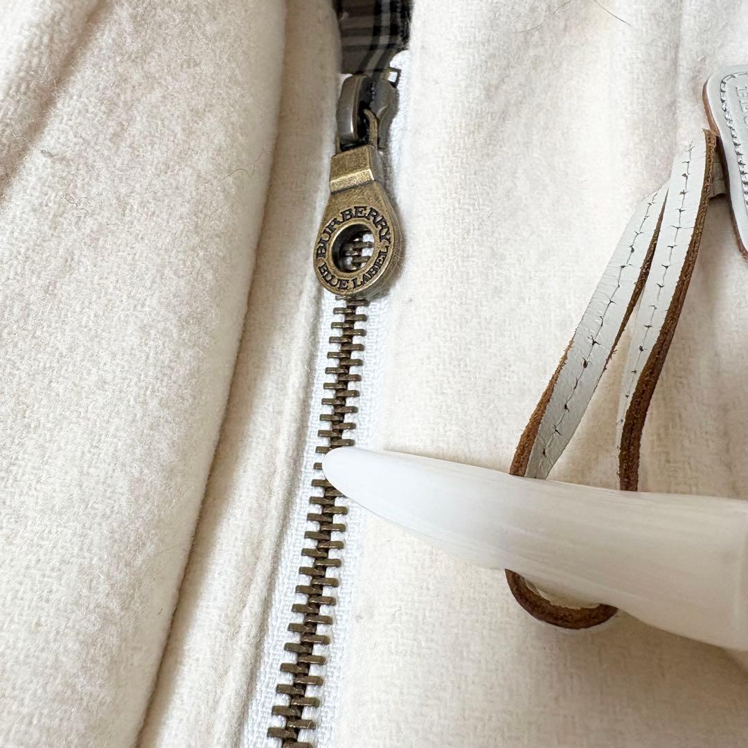 希少 バーバリーブルーレーベル ダッフルコート ノバチェック フード ホワイト