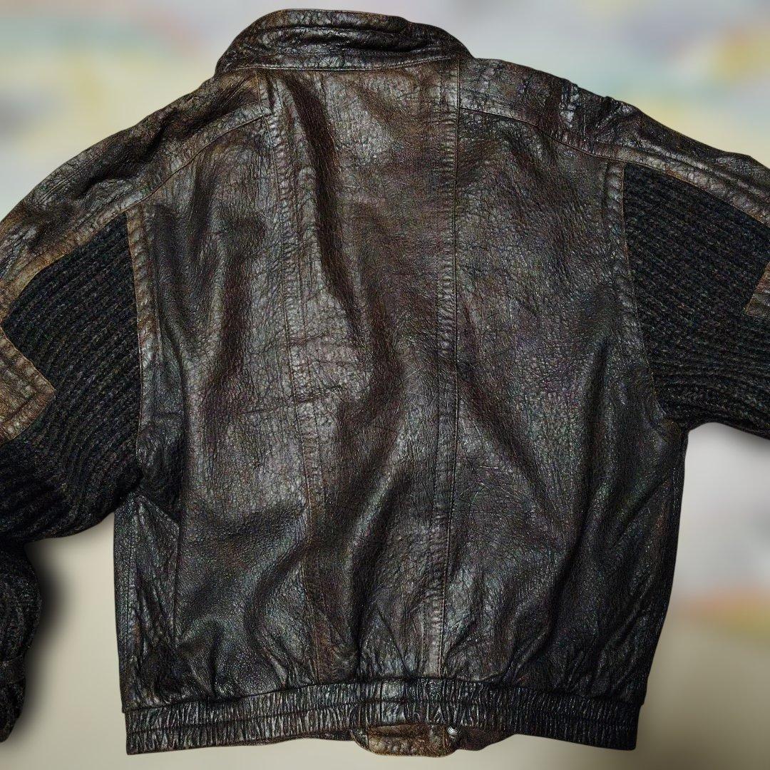 デザインよし希少古着ペレペレレザージャケットザックリ感最高