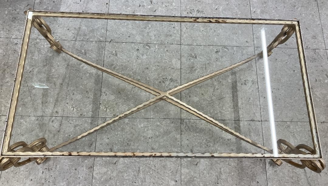 ガラス センターテーブル アイアン脚 ゴールド