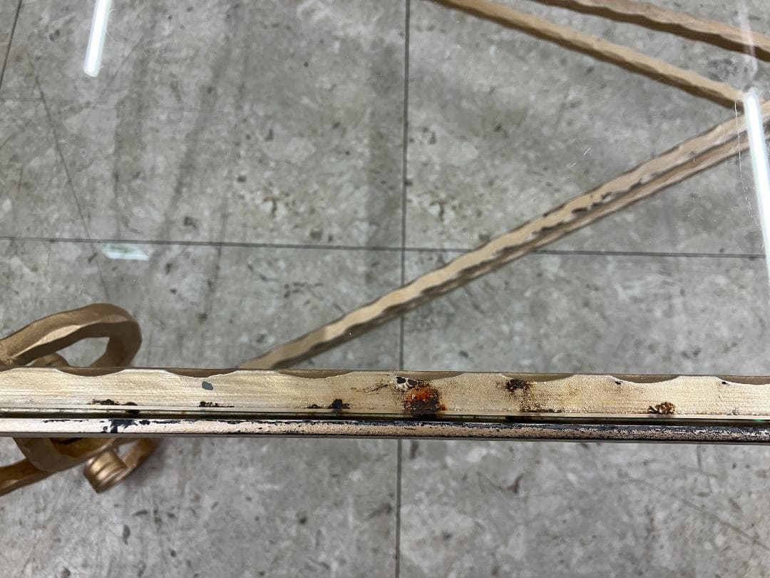 ガラス センターテーブル アイアン脚 ゴールド