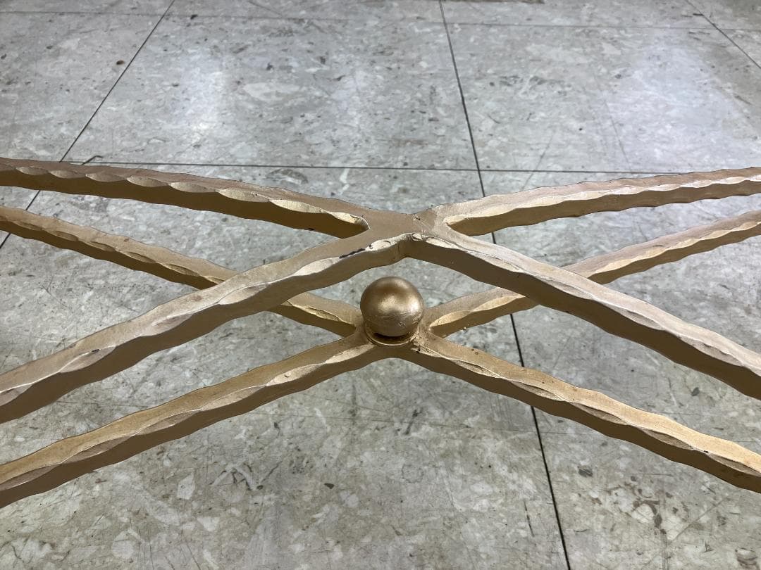 ガラス センターテーブル アイアン脚 ゴールド